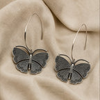 Handcrafted Carved Butterfly Hoop Earrings