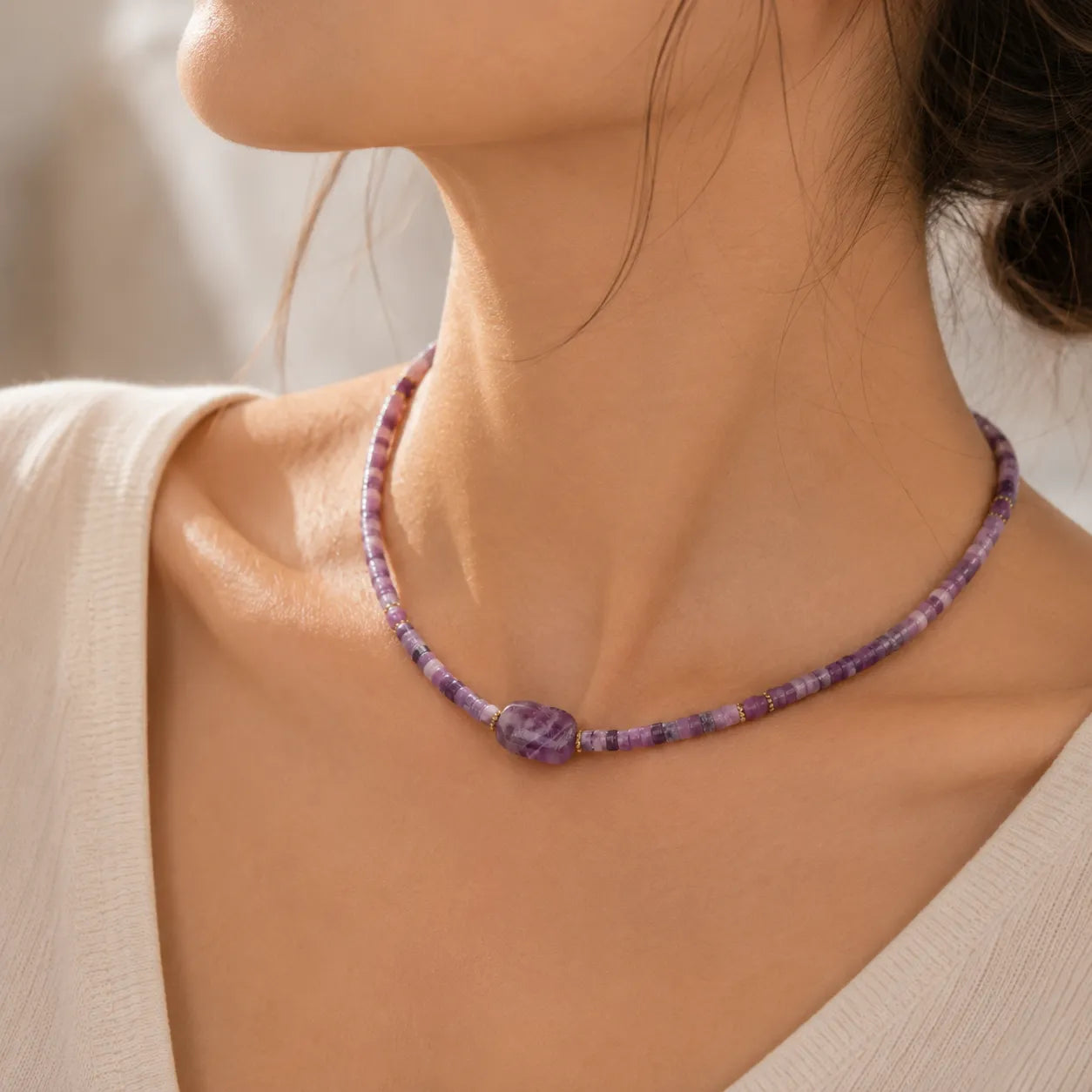 Handmade Beads Choker Amethyst Necklace