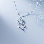 Silver Moonstone Dreamcatcher Pendant Necklace