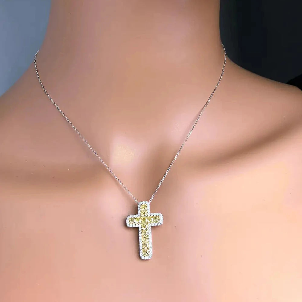 Luxe Zirconia Cross Pendant Necklace