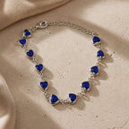 Heart-Shaped Blue Chain Bracelet