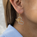 Heart & Butterfly Gold Dangle Earrings