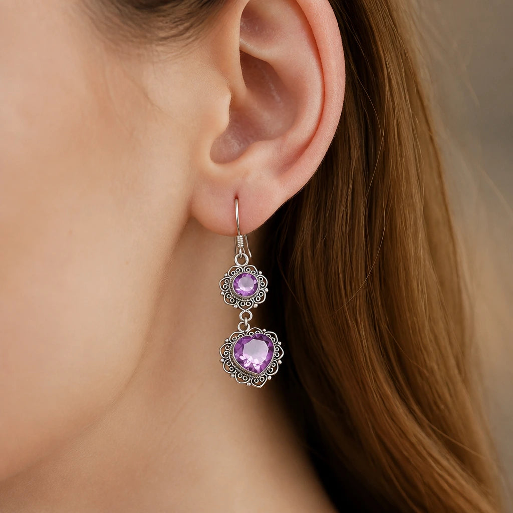 Heart Halo Drop Earrings