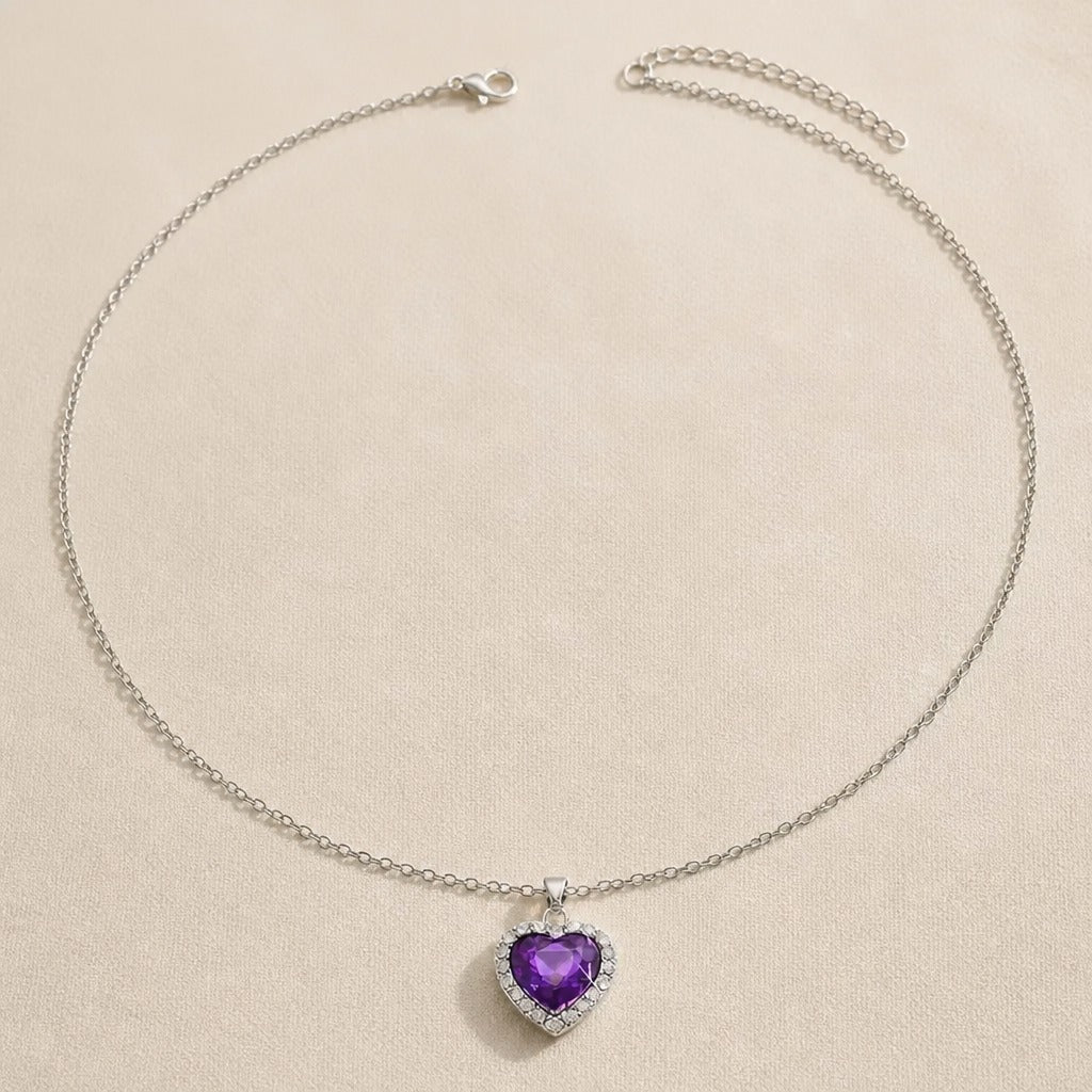 Heart Shape Halo Pendant Necklace