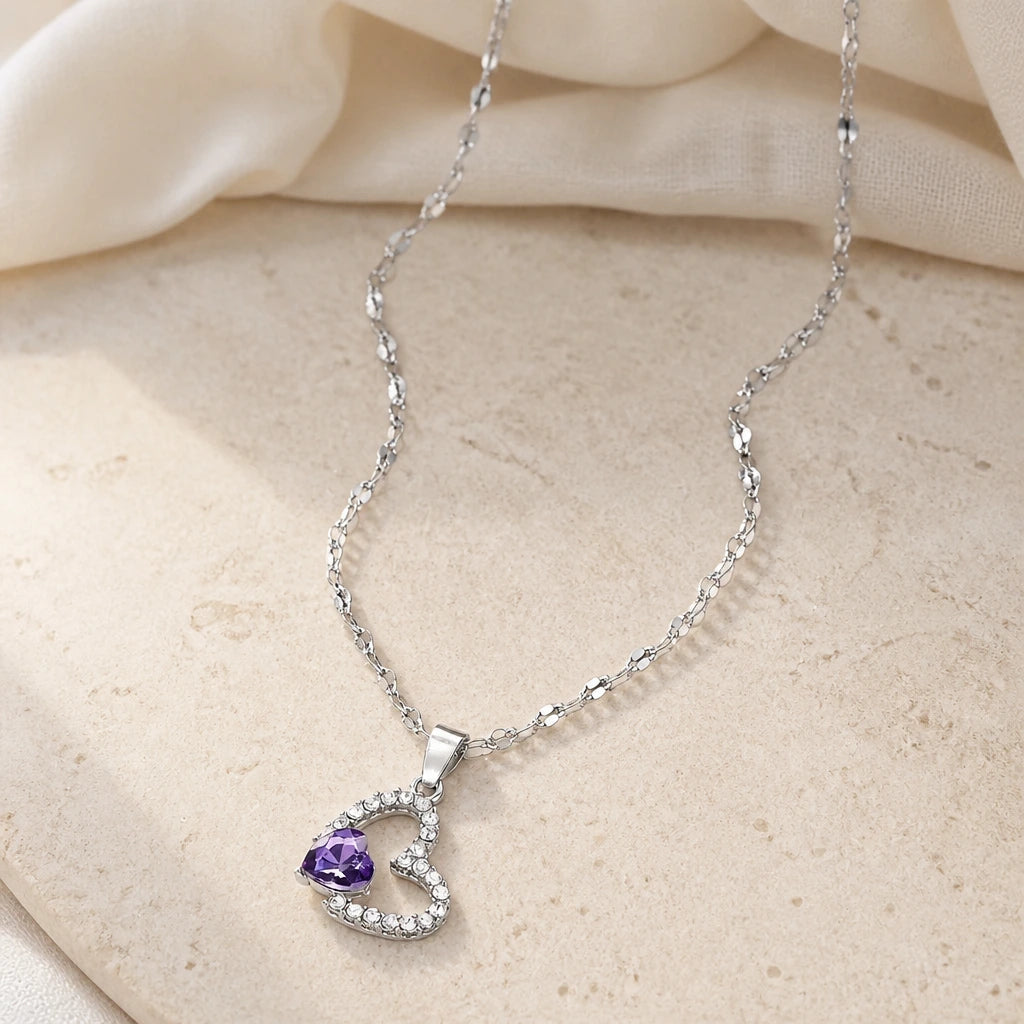 Heart Shape Zirconia Pendant Necklace