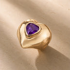 Heart Shaped Cocktail Gold Ring