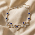 Heart and Butterfly Silver Anklet