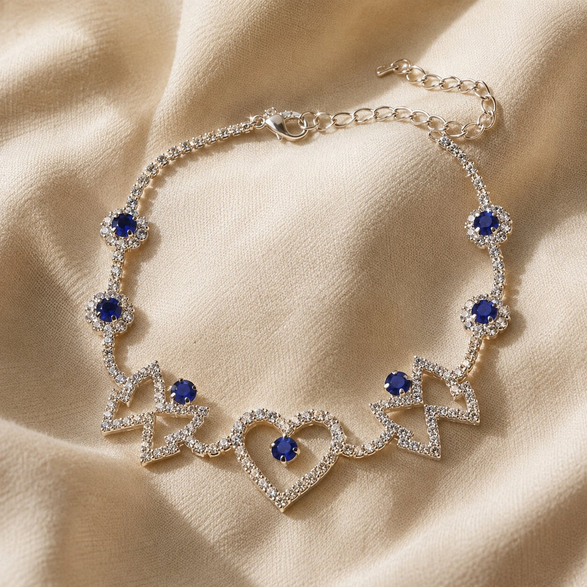 Heart and Butterfly Silver Anklet