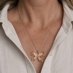 Hollow Crystal Butterfly Pendant Necklace