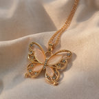 Hollow Crystal Butterfly Pendant Necklace