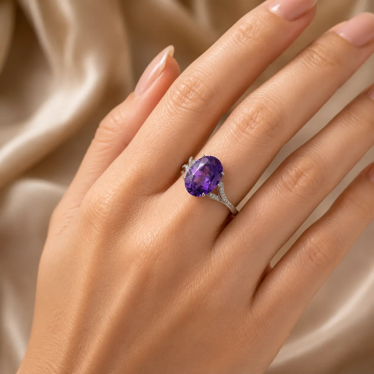 Iconic Amethyst Zirconia Silver Ring