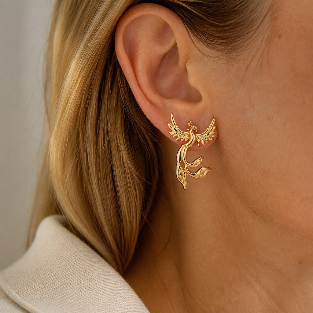 Iconic Phoenix Shaped Stud Earrings