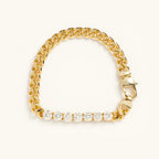 Modern Gold Link Crystals Bracelet