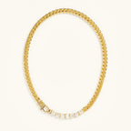 Dazzling Crystals Gold Link Necklace