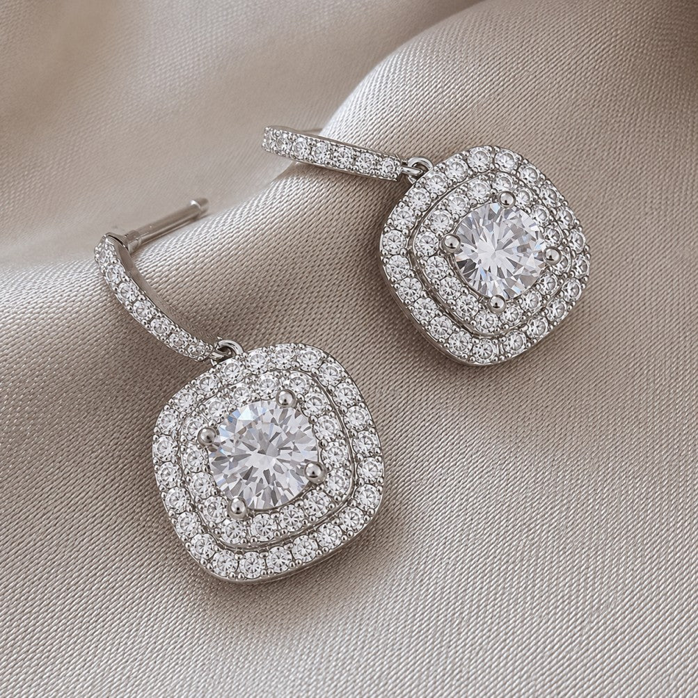 Elegant Pave Zirconia Drop Earrings