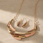 Geometric Link Necklace & Earrings Set Khaki