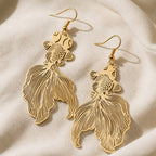 Koi Charm Drop Gold Earrings