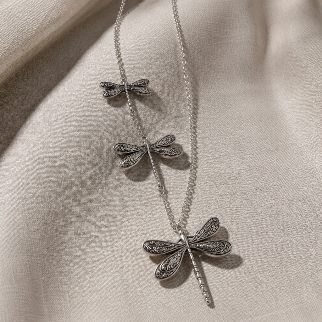 Layered Dragonfly Pendant Necklace
