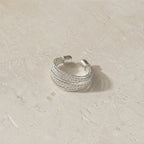 Layered Rope Silver Open Ring