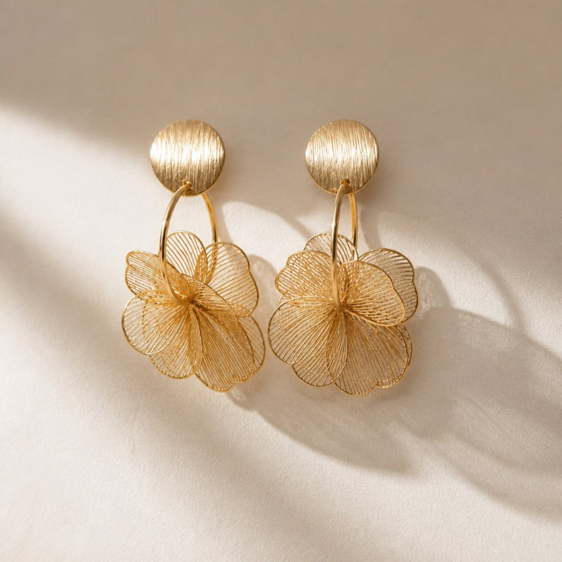 Lustrous Flower Drop Earrings