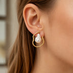 Lustrous Pearl Geometric Earrings