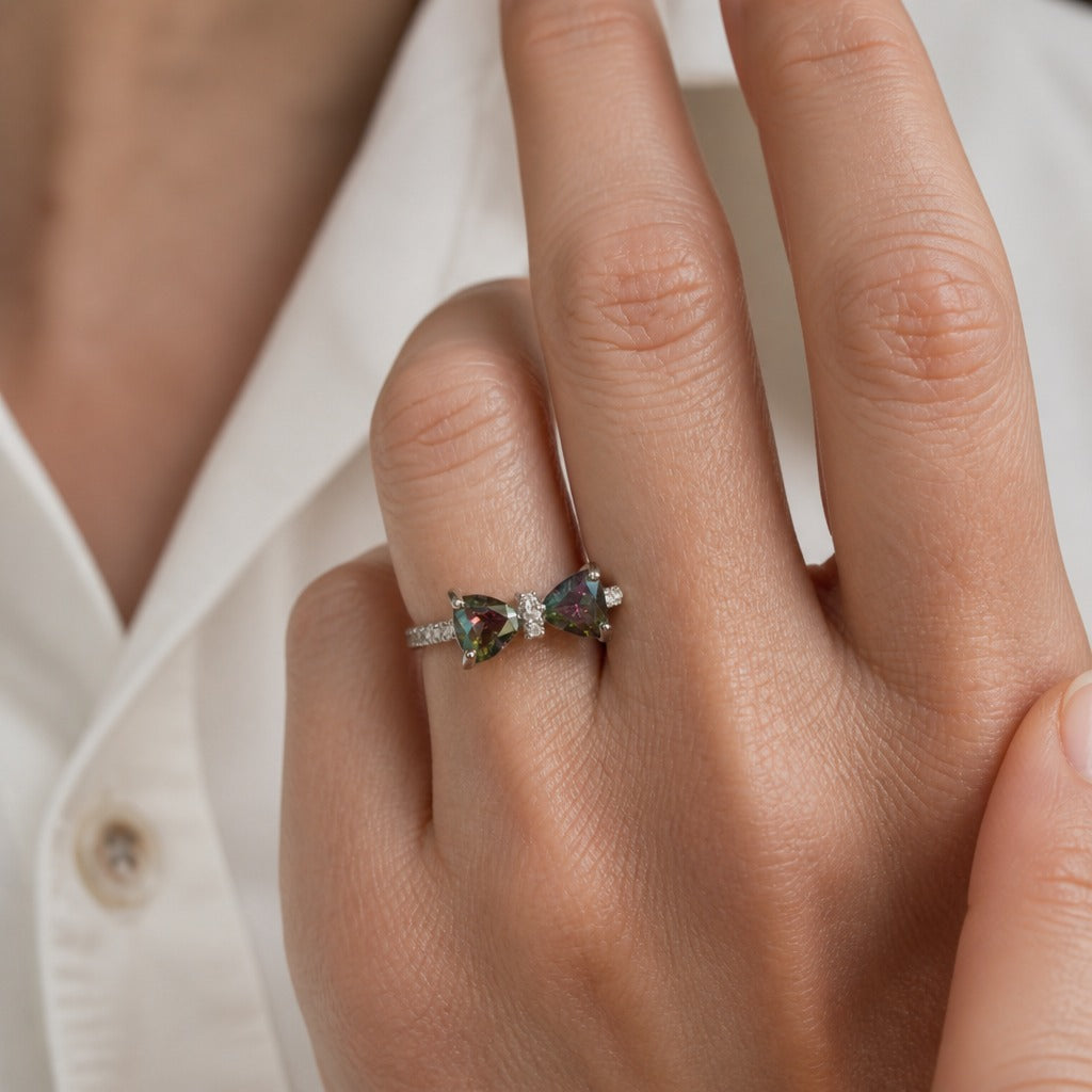 Luxe Butterfly Zirconia Silver Ring