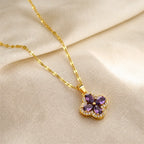 Majestic Clover Amethyst Pendant Necklace