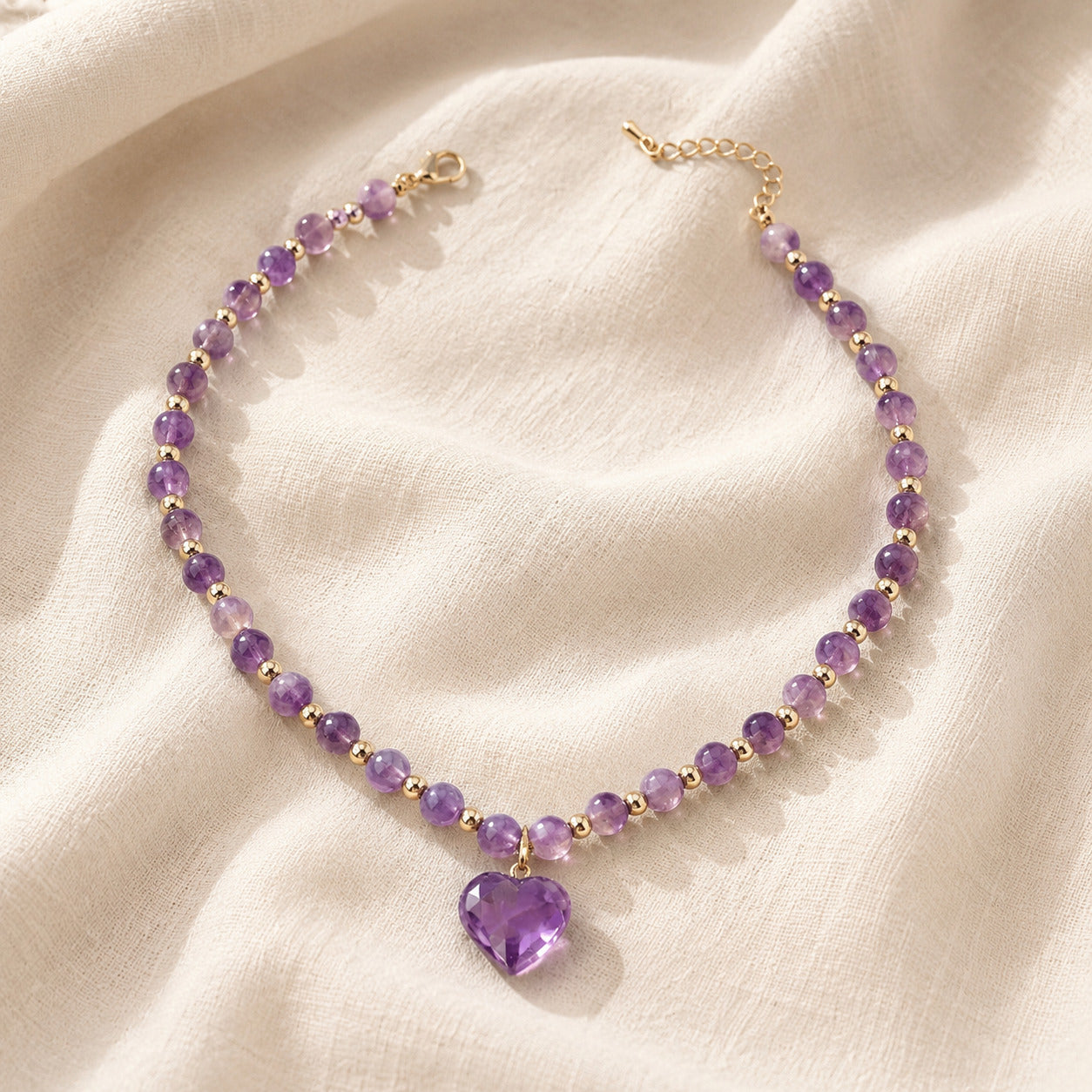 Majestic Heart Amethyst Pendant Necklace