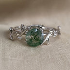 Moss Agate Teardrop Ring