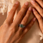 Moss Agate Teardrop Ring