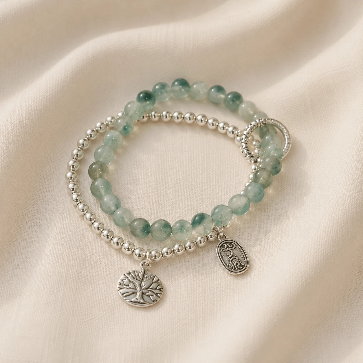 Moss Jade Double Layer Boho Bracelet