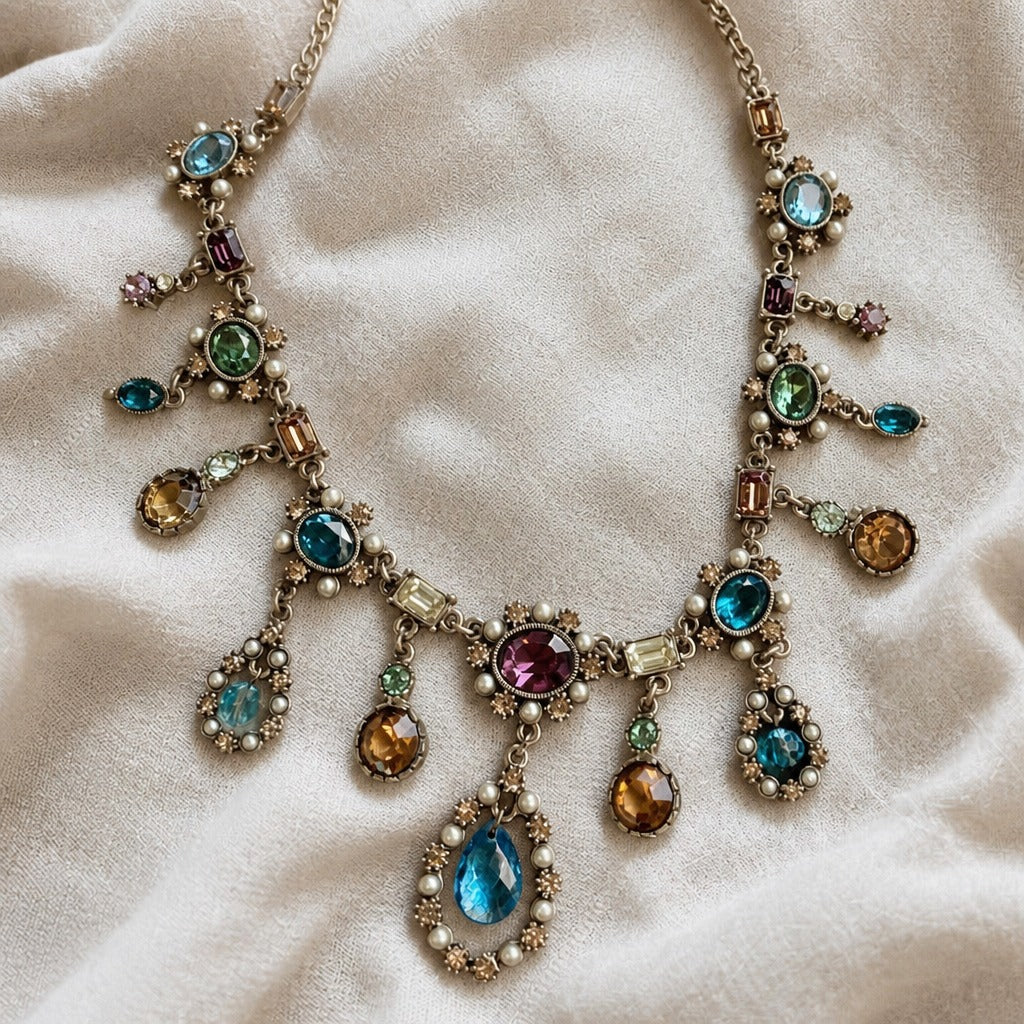 Multicolor Zirconia Teardrop Necklace