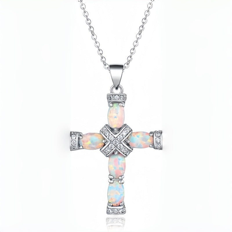 Opal Divine Cross Necklace