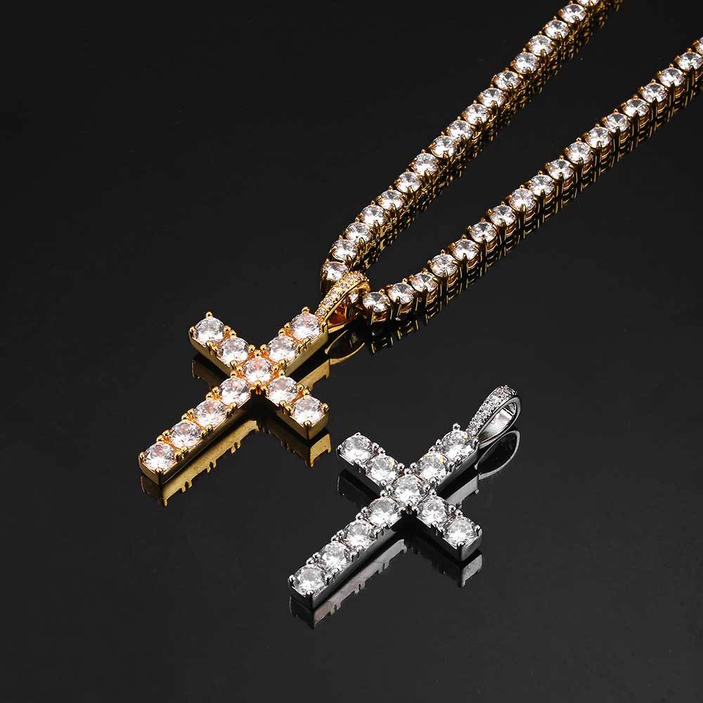 Gold Moissanite Cross Necklace