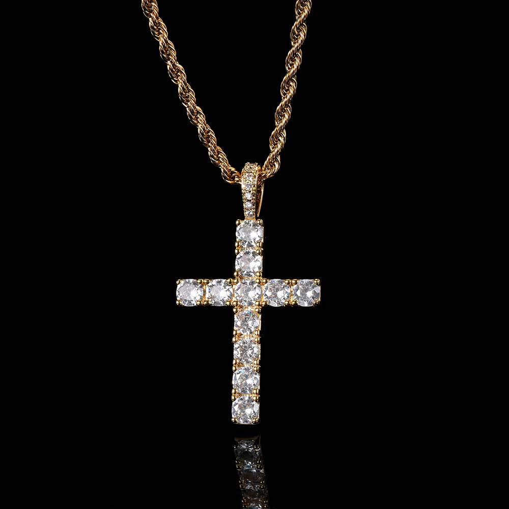 Gold Moissanite Cross Necklace