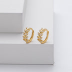 Silver Leaf Hoop Earrings