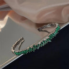Modern Emerald Zigzag Bangle Bracelet