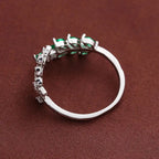 Dainty Emerald Green Leaf Ring