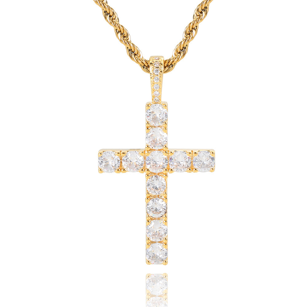 Gold Moissanite Cross Necklace