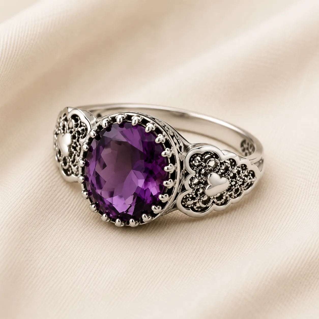 Ornate Oval Zirconia Ring