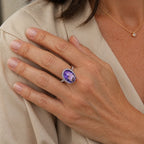 Oval Amethyst Zirconia Silver Ring