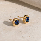Oval Blue Stud Earrings