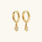 Hammered Crystal Hoop Earrings in Gold