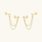 Radiant Crystal Dual Chain Stud