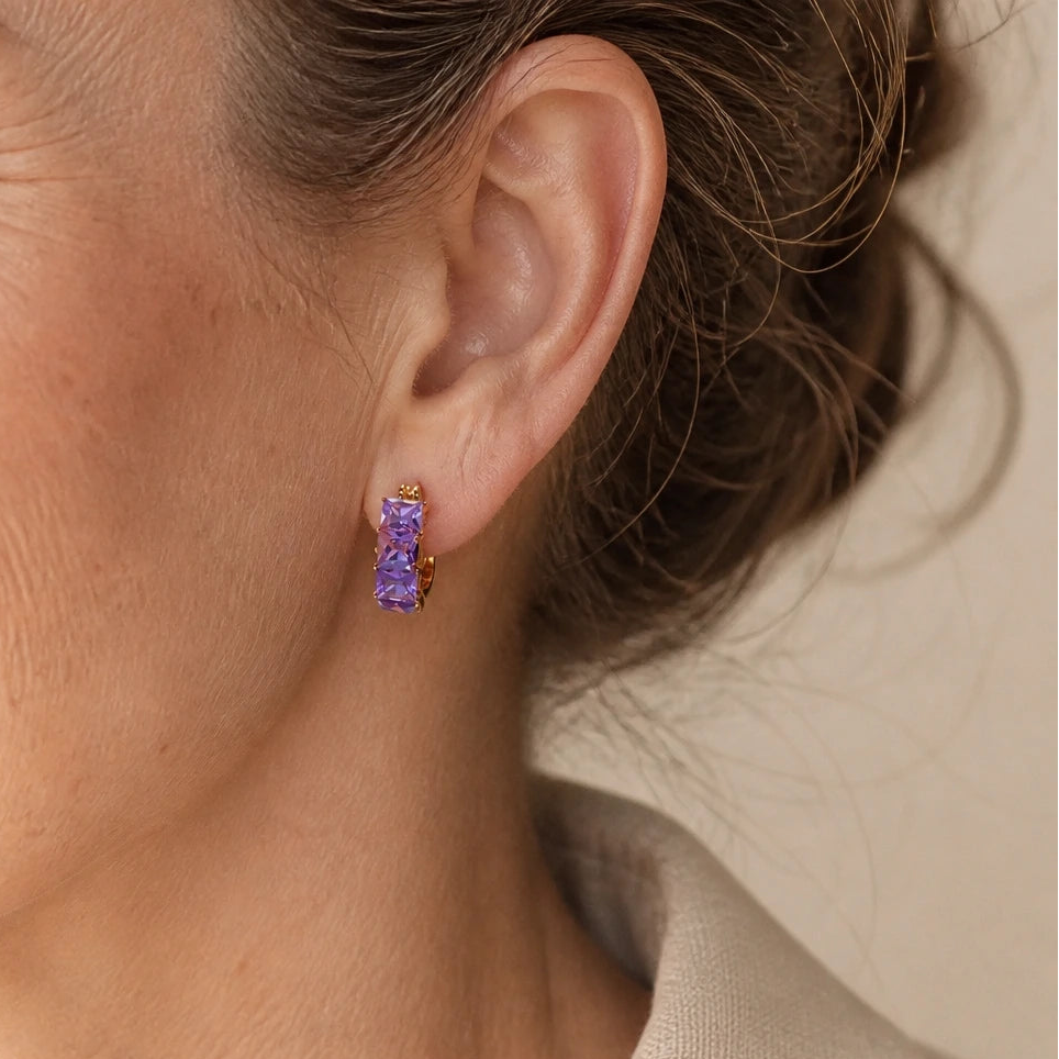 Princess Cut Hoop Earrings