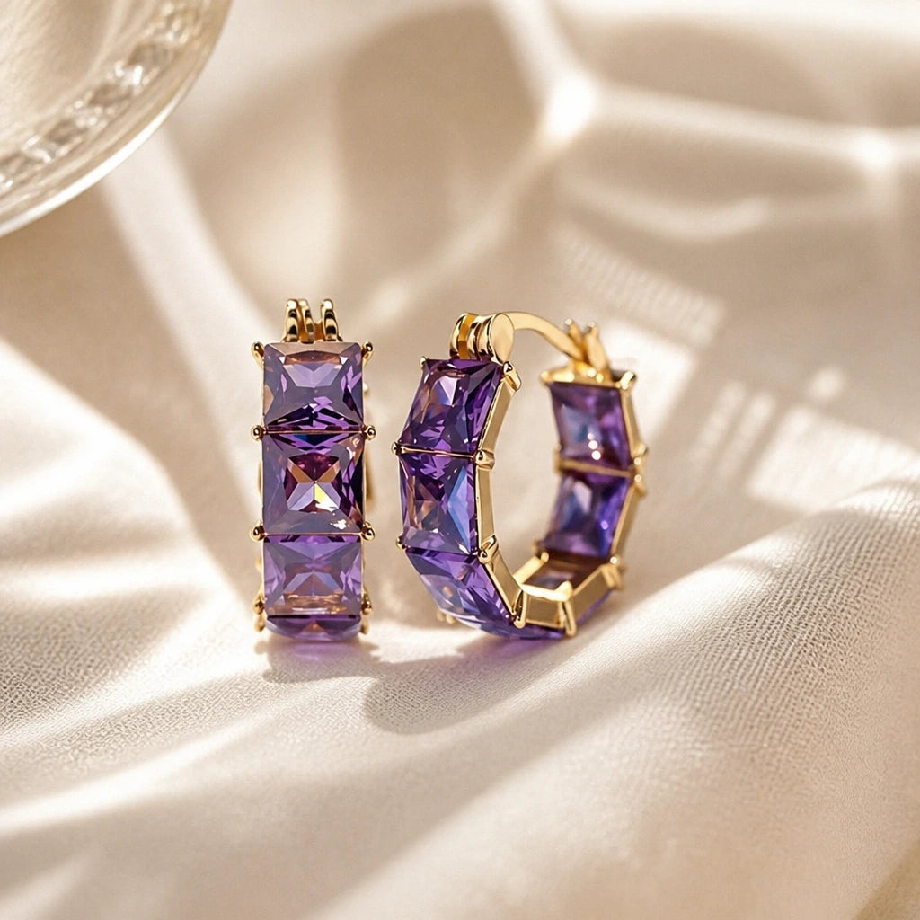 Princess Cut Hoop Earrings