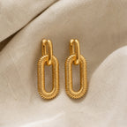 Retro Rhinestone Geometric Hoop Earrings