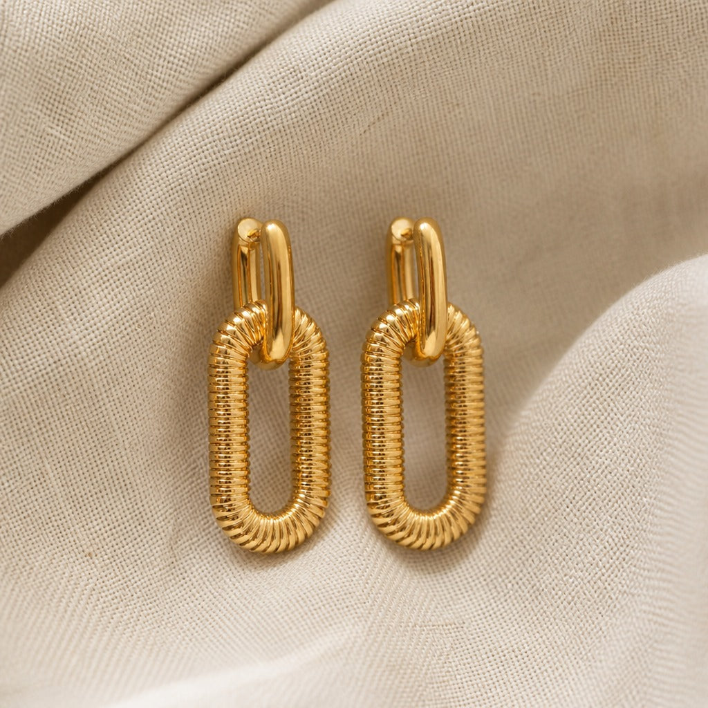 Retro Rhinestone Geometric Hoop Earrings