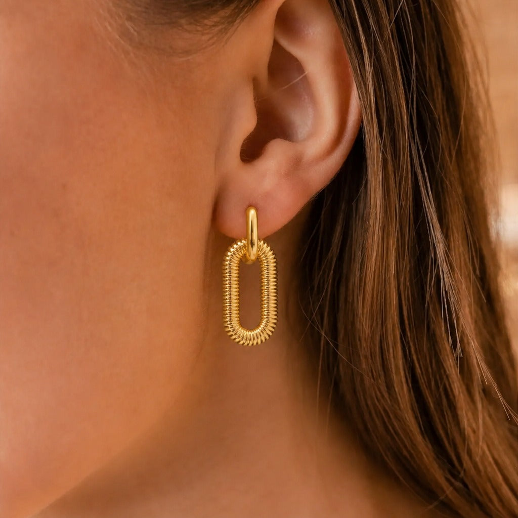 Retro Rhinestone Geometric Hoop Earrings