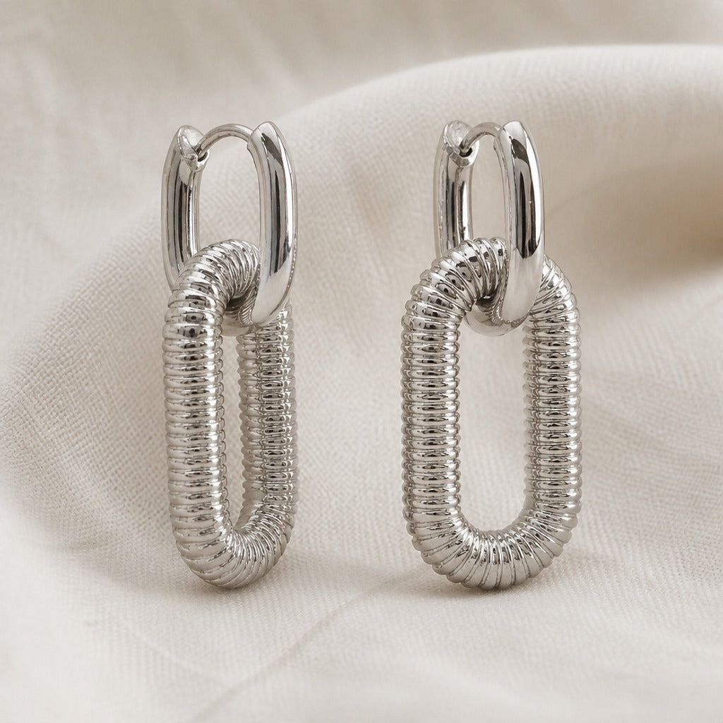 Retro Rhinestone Geometric Hoop Earrings